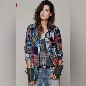 We The Free Lost In Plaid Patchwork Medium Great used condition button up top
